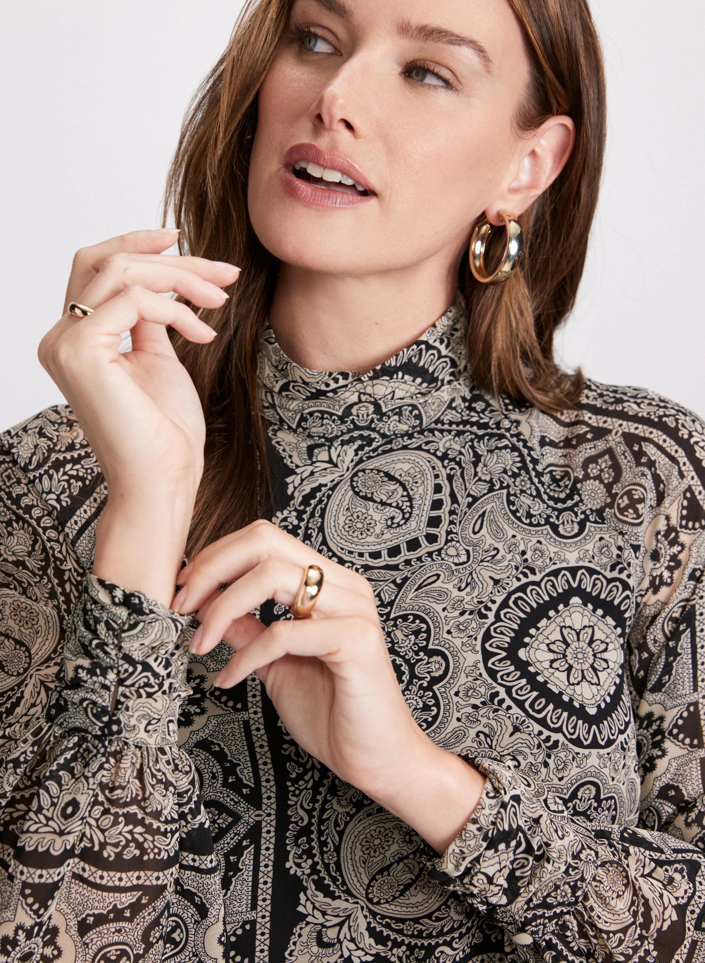 Scarf Print Mock Neck Blouse sold by Laura product image thumbnail 2