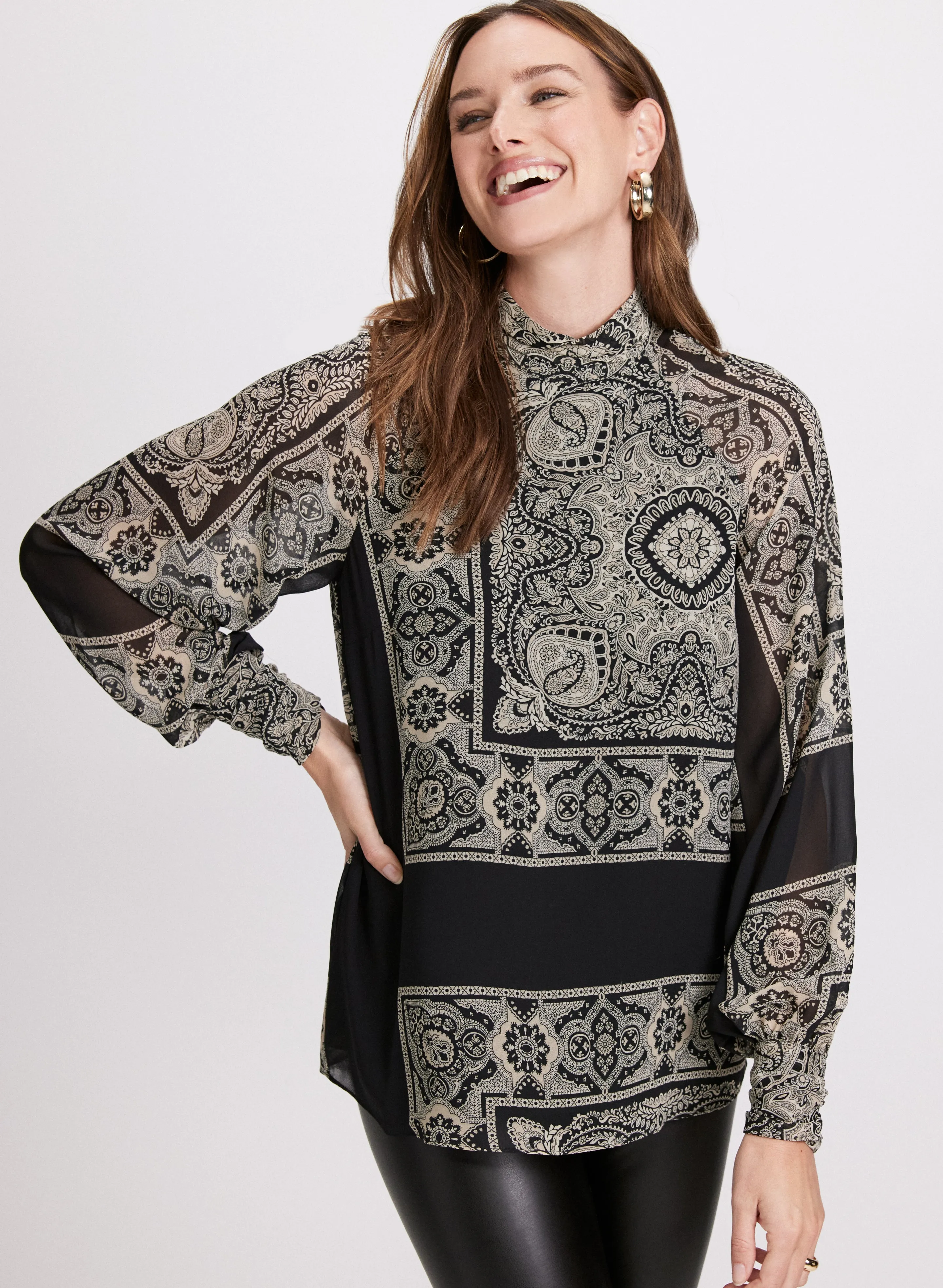 Scarf Print Mock Neck Blouse sold by Laura product image thumbnail 4