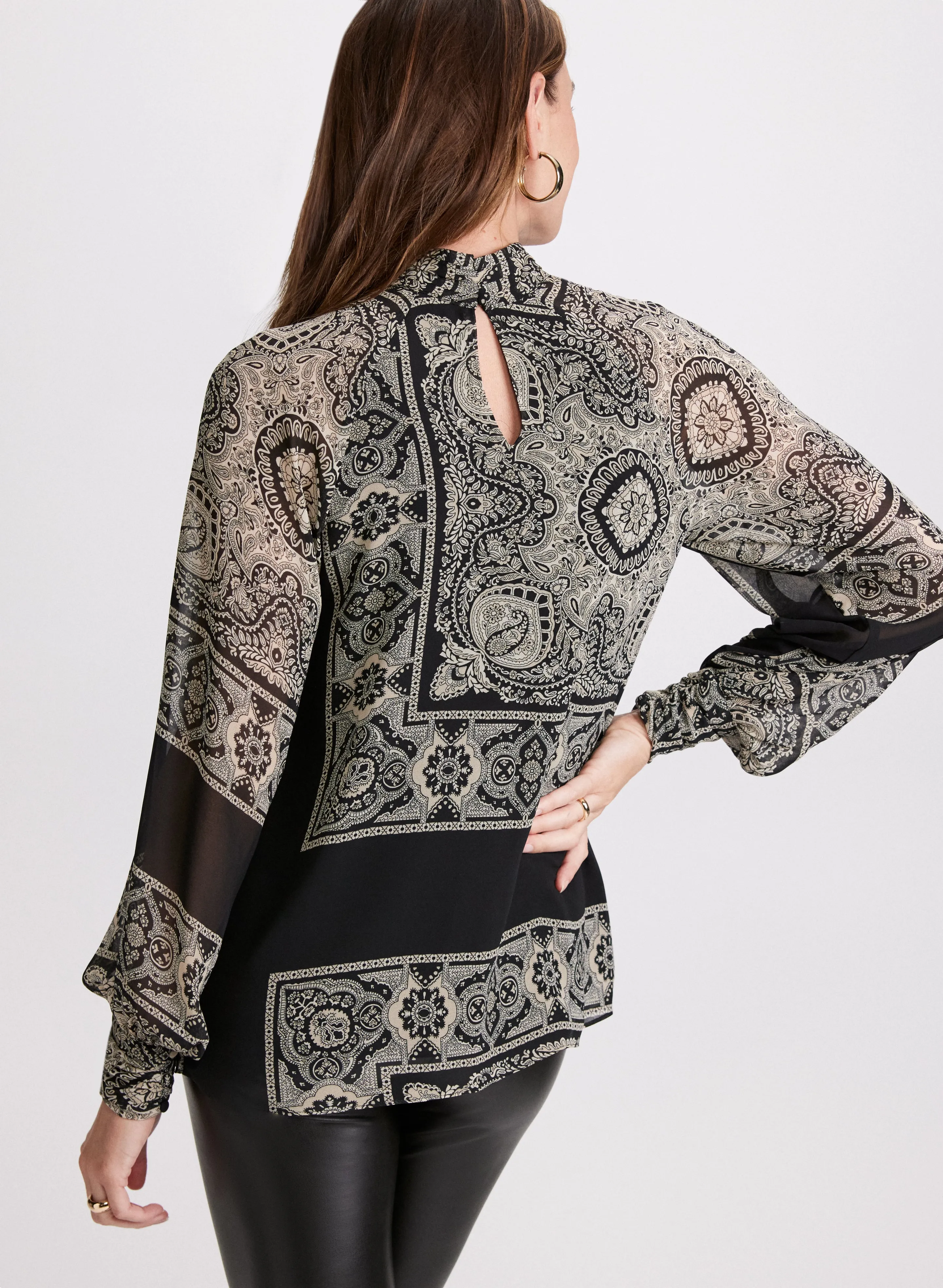 Scarf Print Mock Neck Blouse sold by Laura product image thumbnail 5