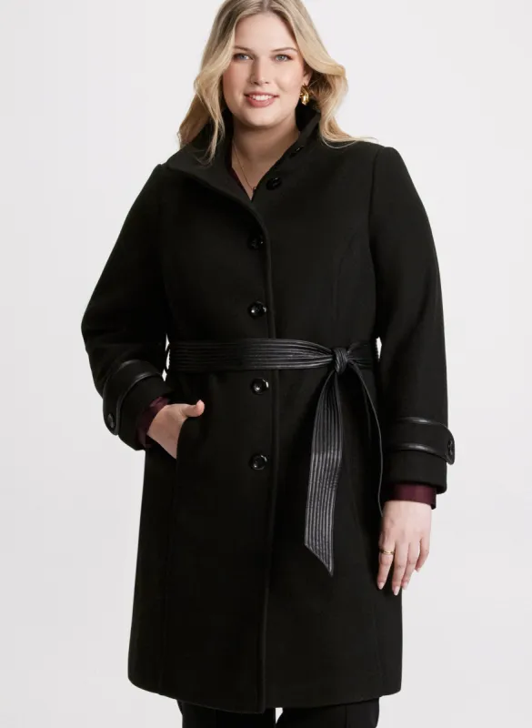 Belted Wool-Blend Coat sold by Laura