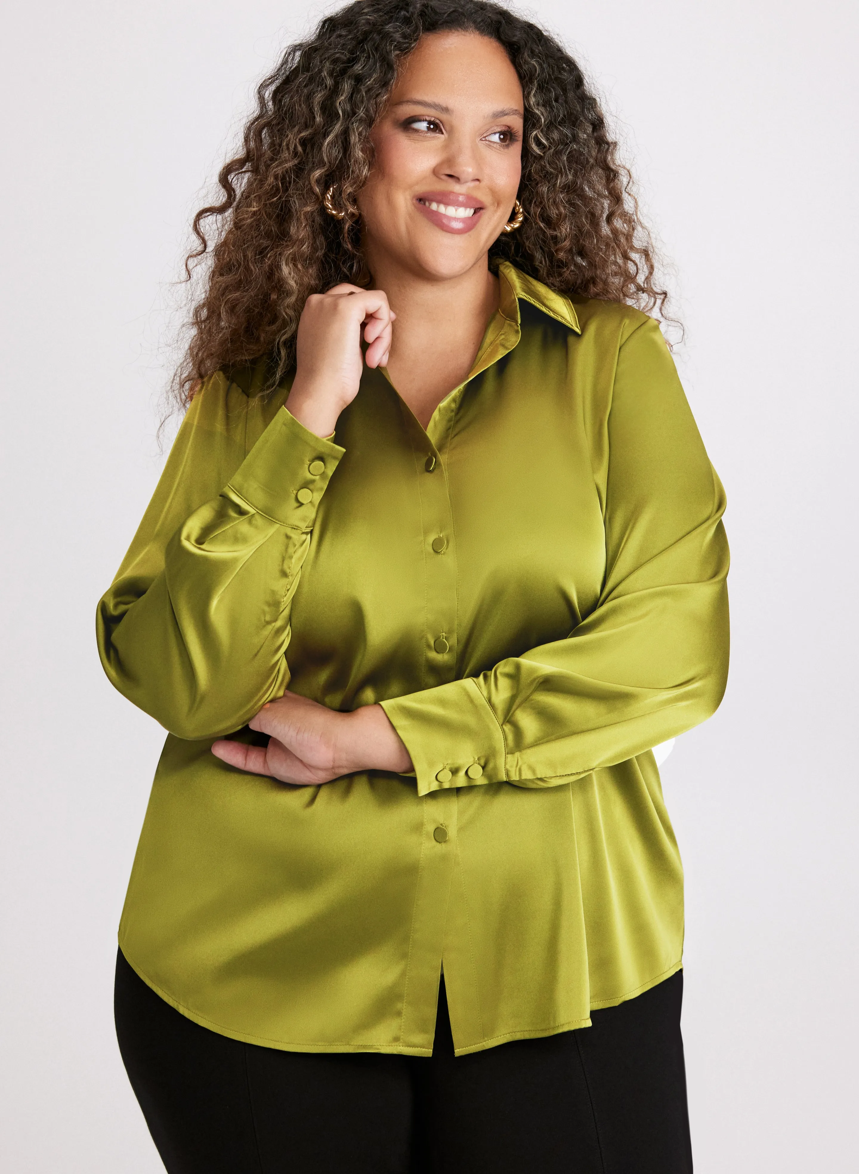 Satin Button Down Blouse sold by Laura