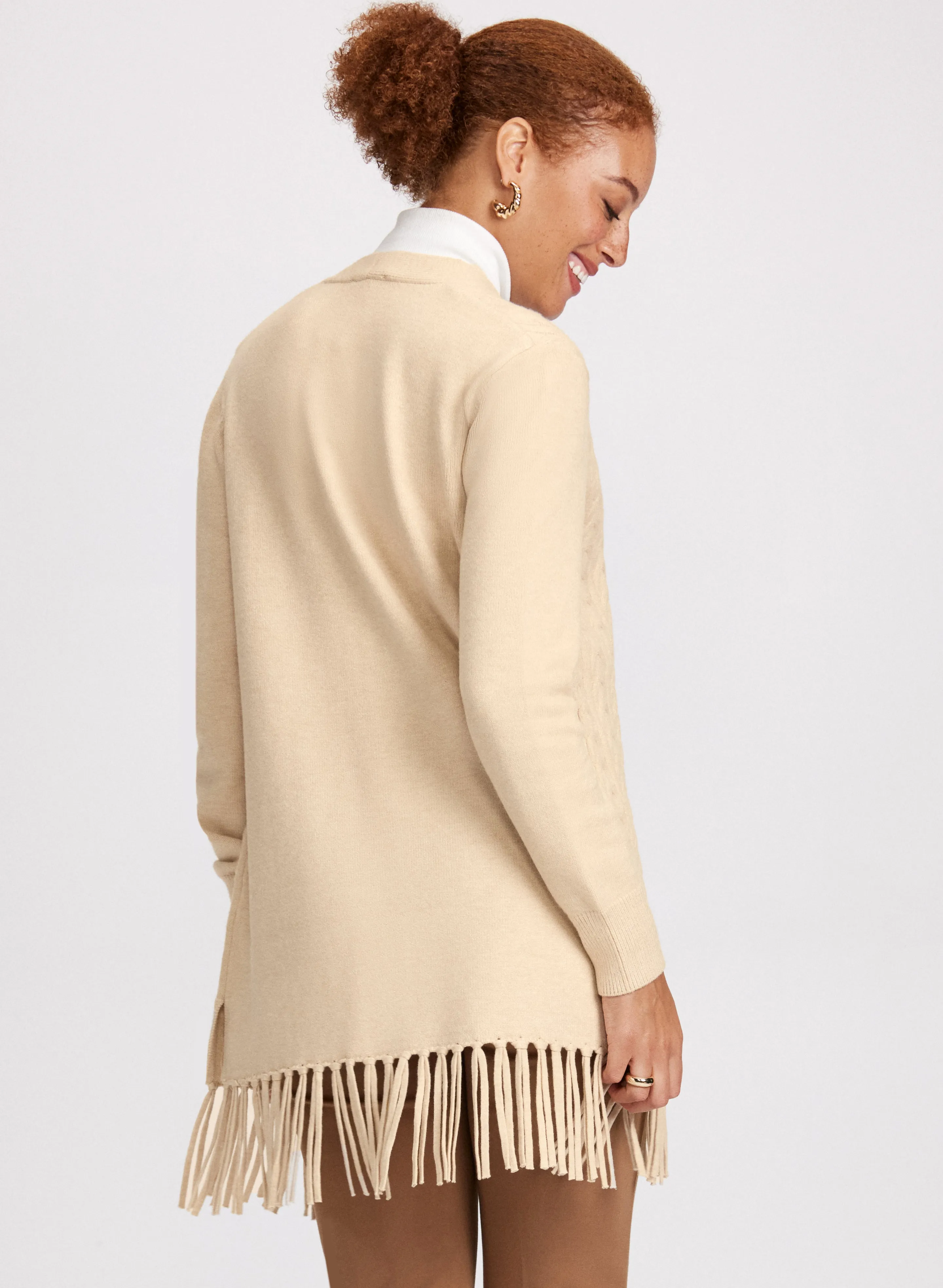 Cable Knit Fringe Detail Cardigan sold by Laura product image thumbnail 3