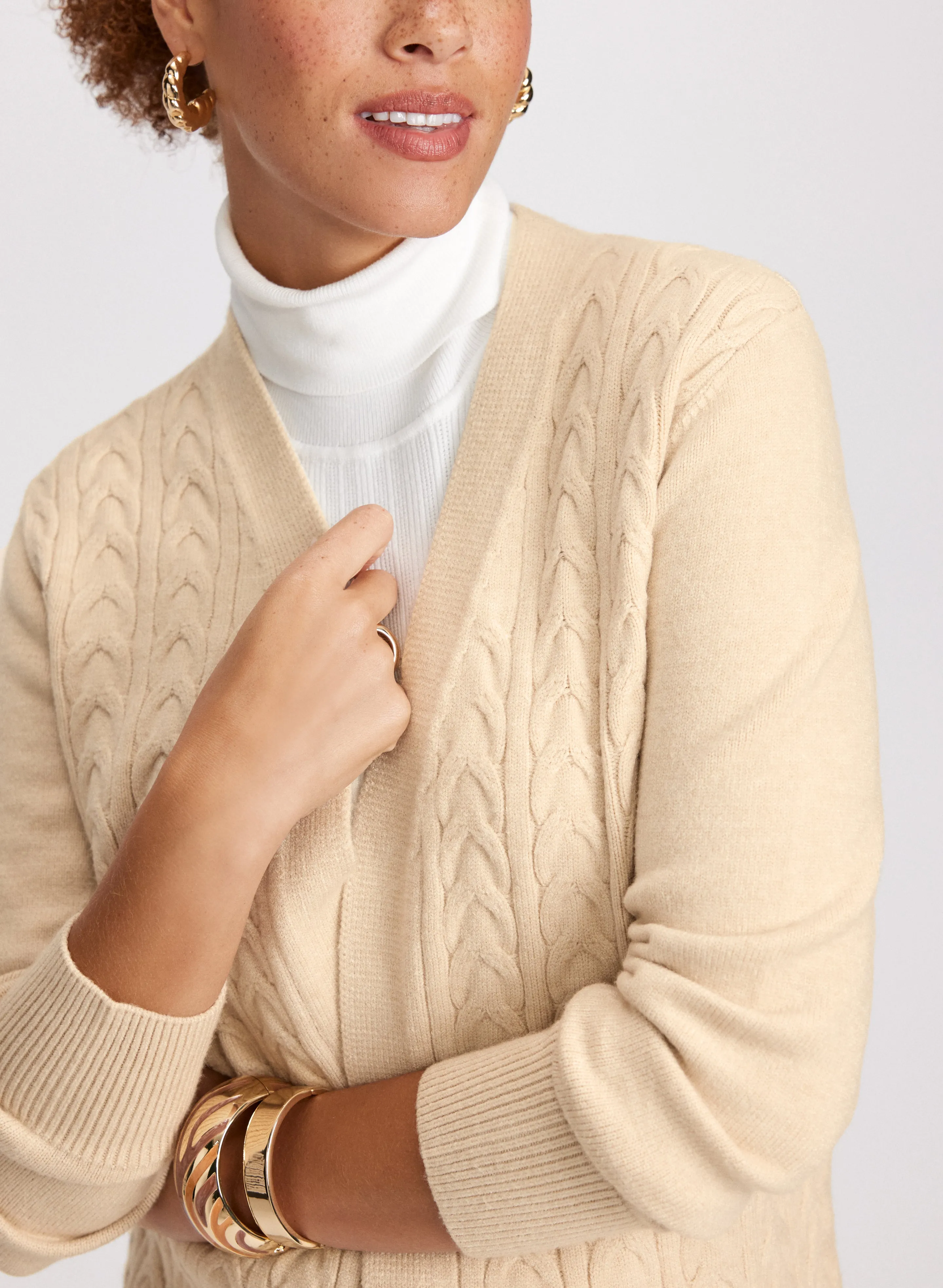 Cable Knit Fringe Detail Cardigan sold by Laura product image thumbnail 5