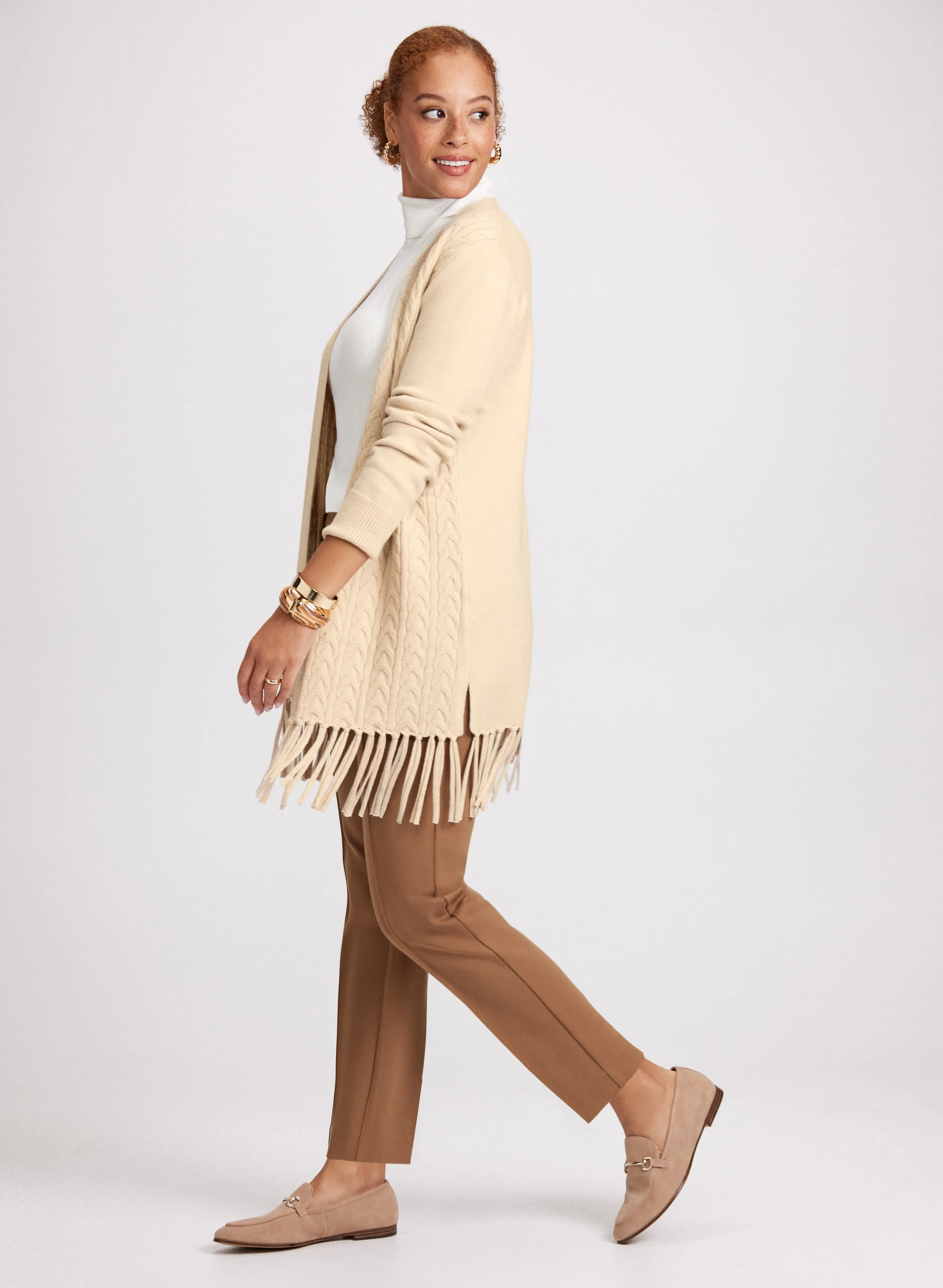 Cable Knit Fringe Detail Cardigan sold by Laura product image thumbnail 2