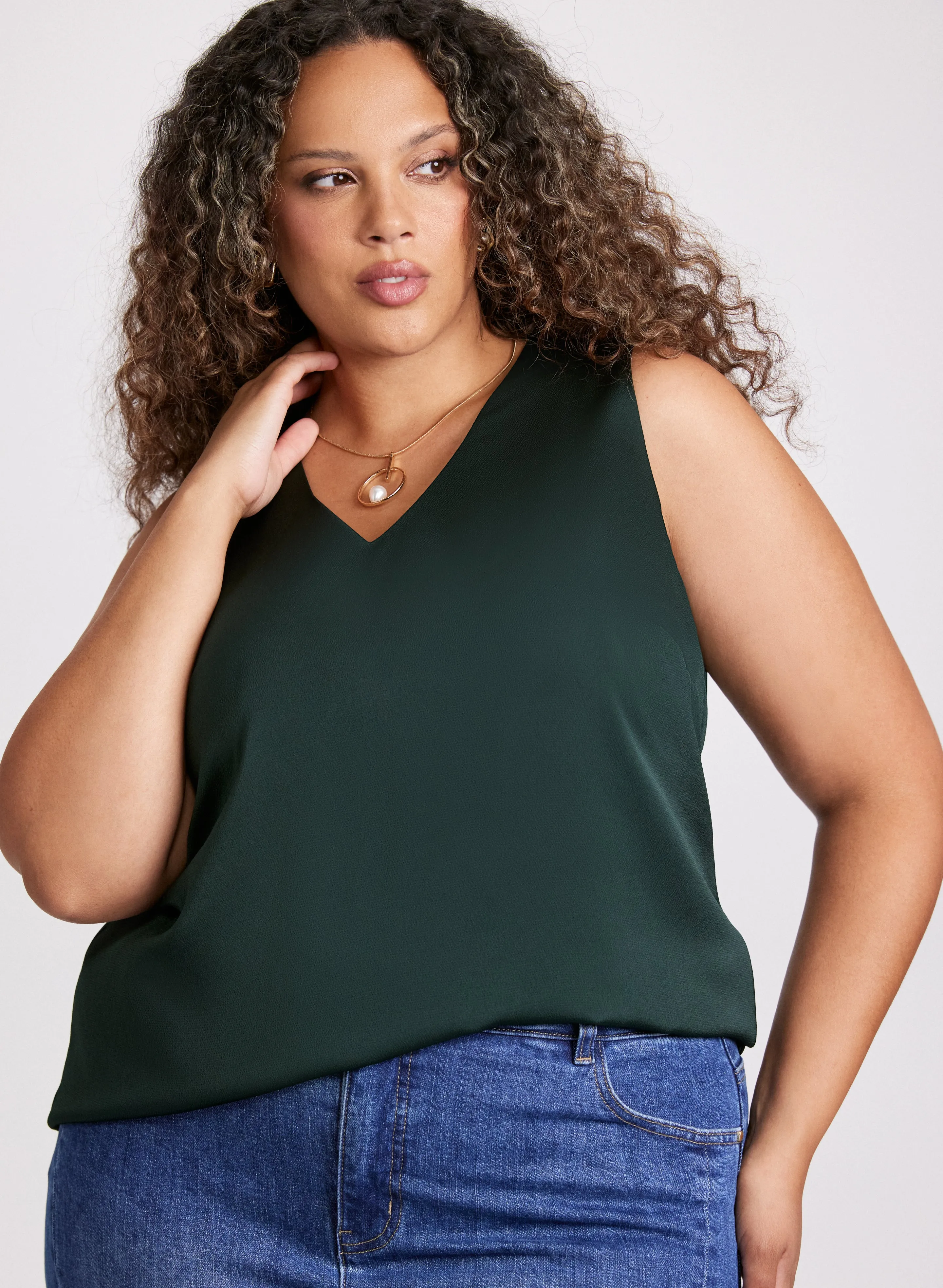 Satin V-Neck Sleeveless Blouse sold by Laura