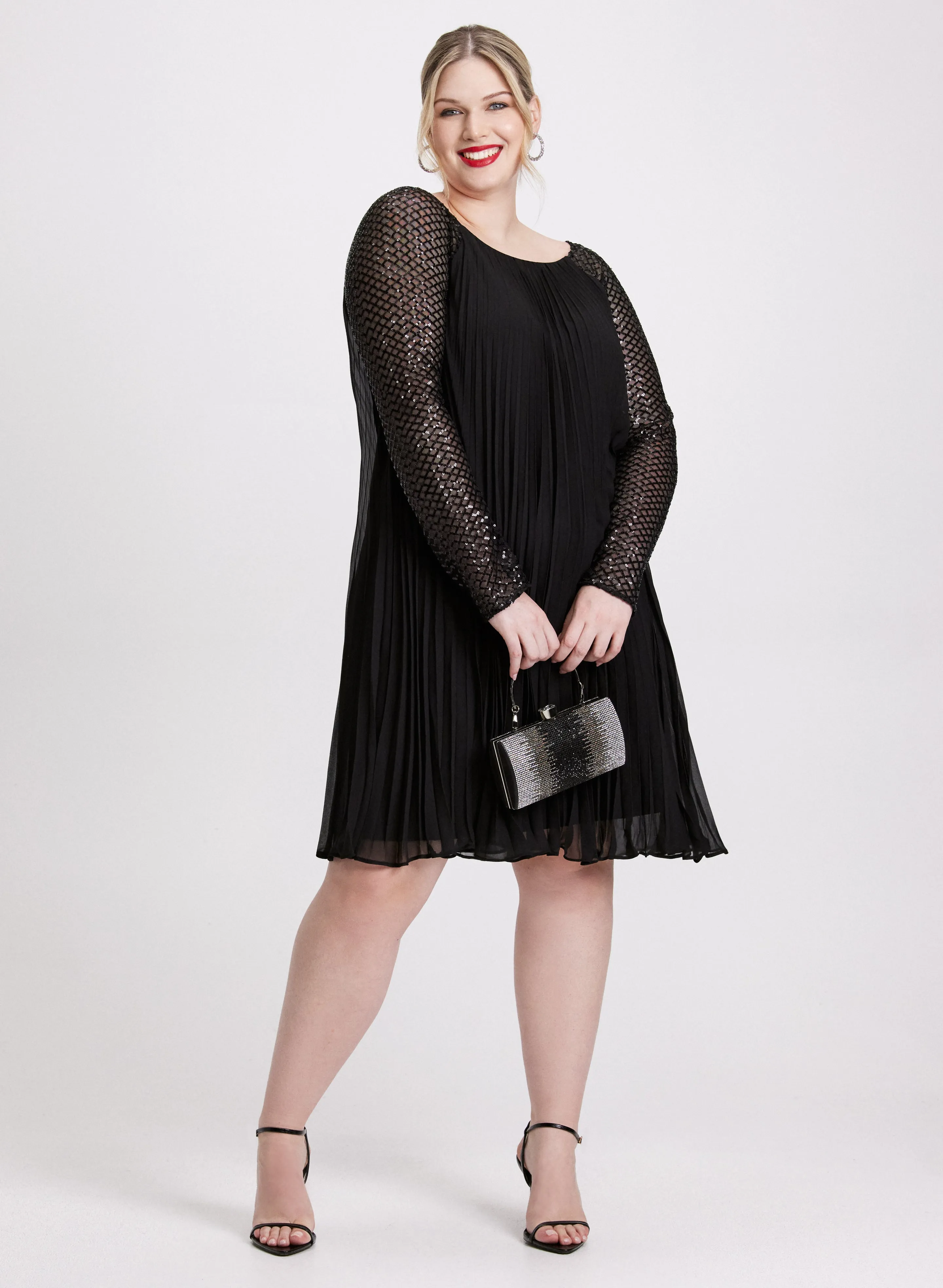 Sequin Embellished Pleated Dress sold by Laura