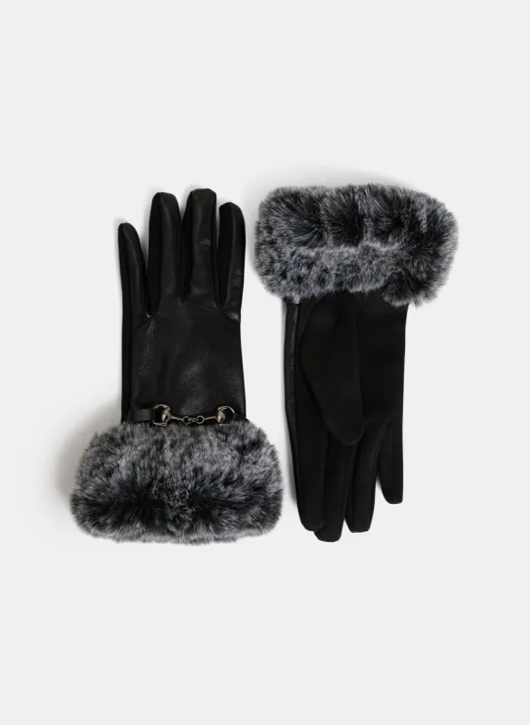 Faux-Fur Trim Gloves sold by Laura