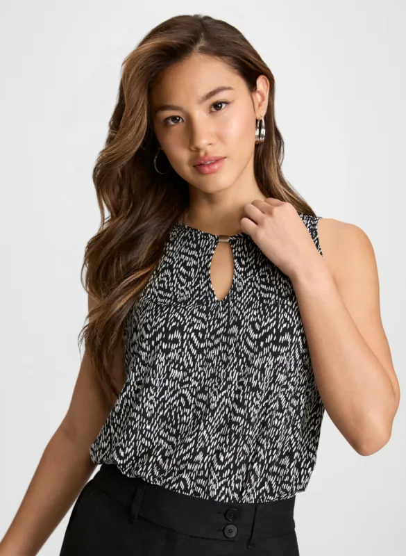 Sleeveless Scoop-Neck Keyhole Top sold by Laura