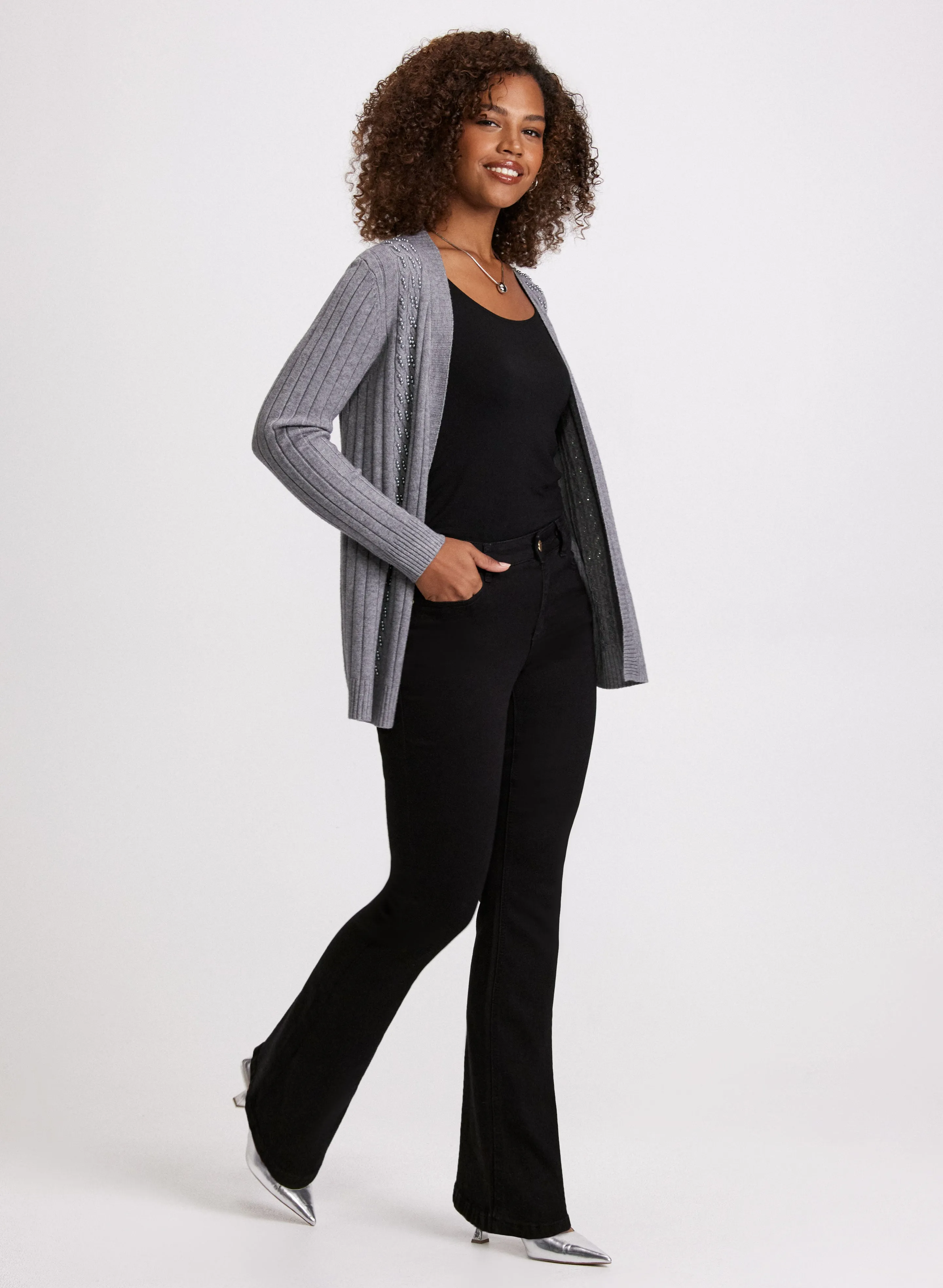 Pearl Embellished Cable Knit Cardigan sold by Laura product image thumbnail 3