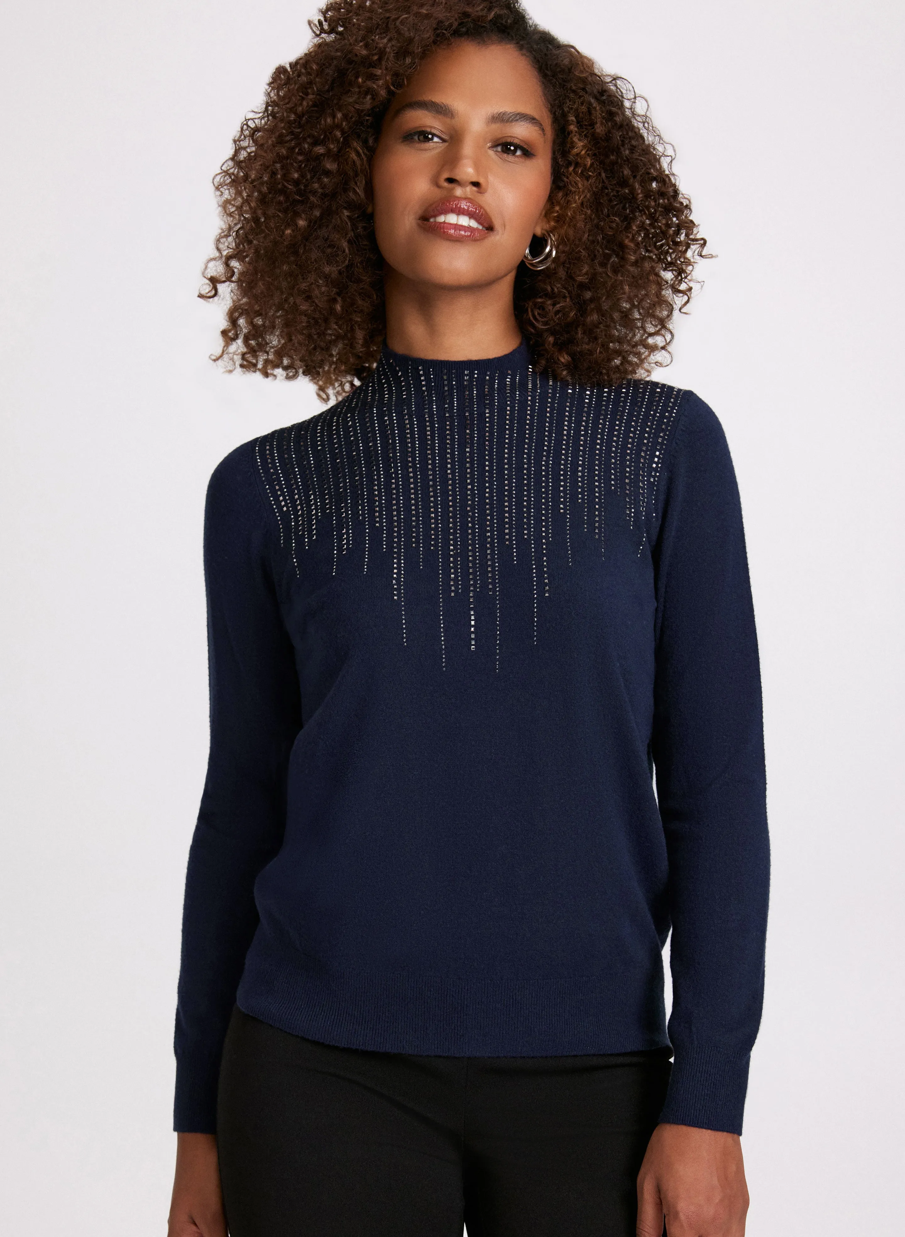 Rhinestone Mock Neck Sweater sold by Laura product image thumbnail 5