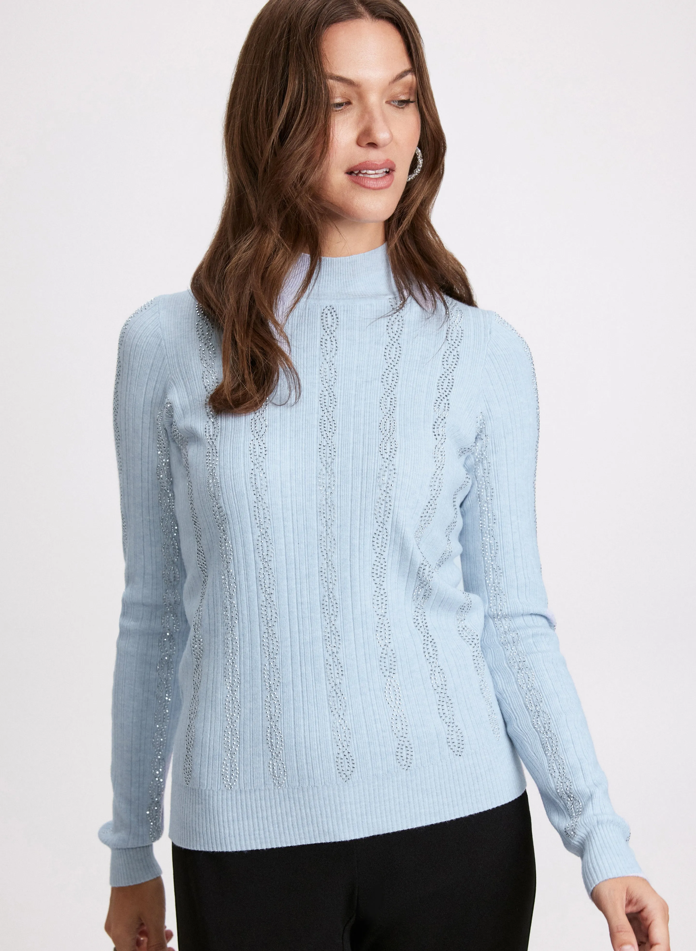 Rhinestone Embellished Ribbed Knit Sweater sold by Laura product image thumbnail 2