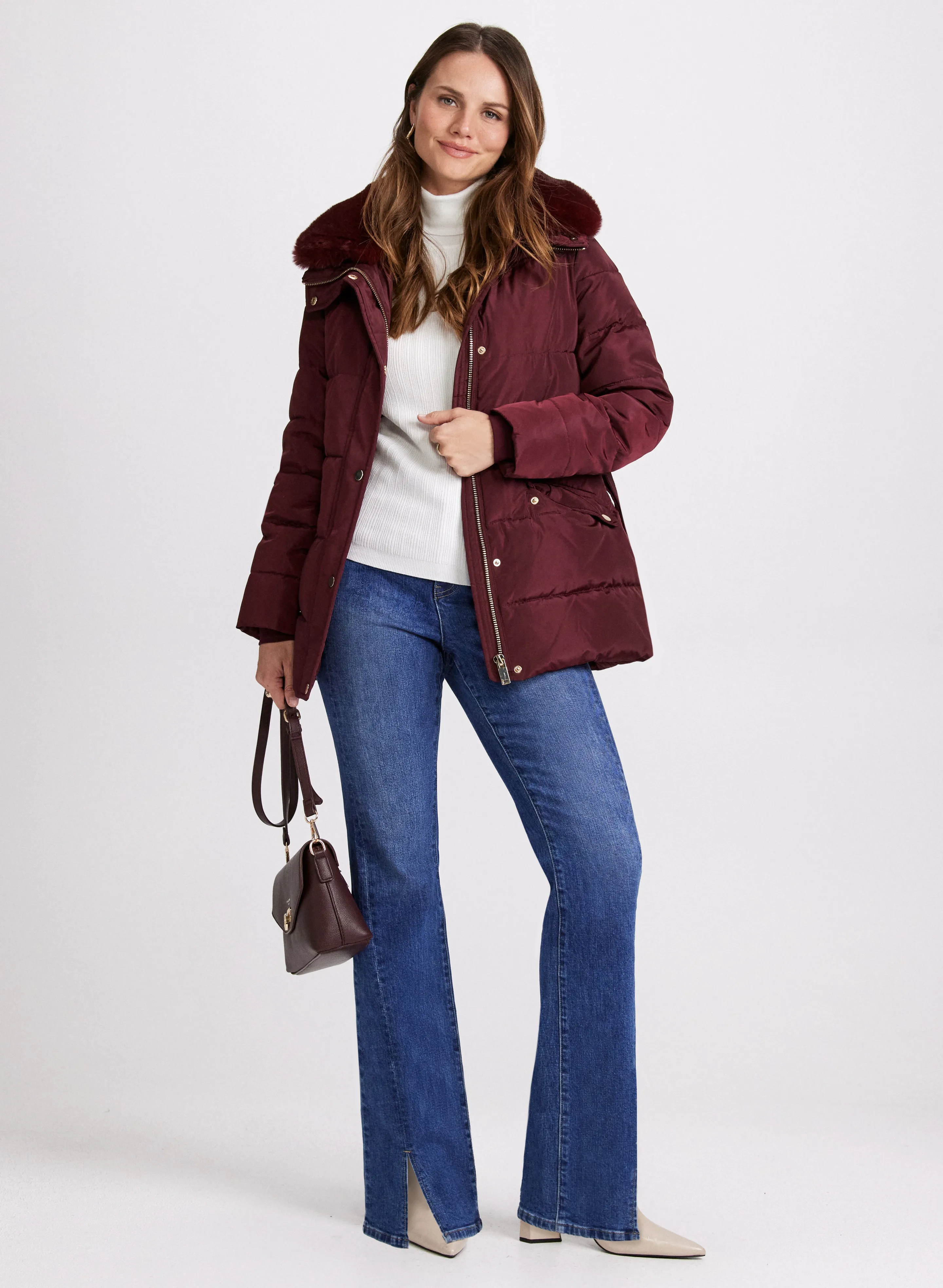 Removable Faux Fur Collar Coat sold by Laura product image thumbnail 3