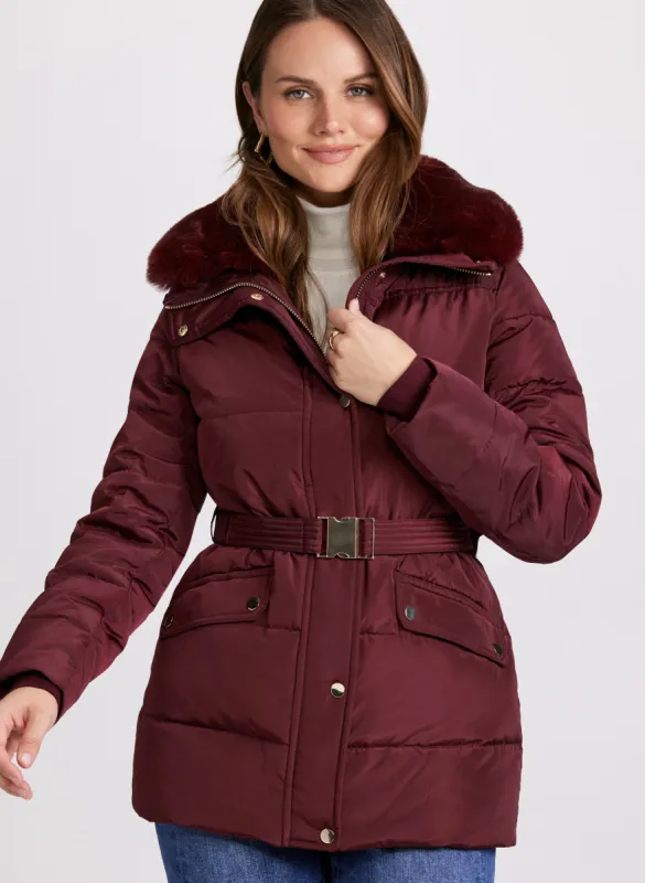 Removable Faux Fur Collar Coat sold by Laura