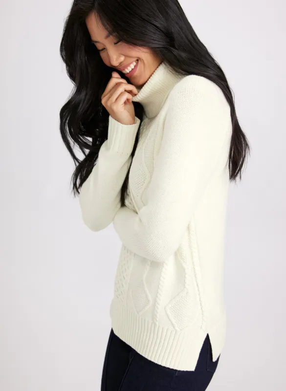 Cowl Neck Cable Knit Sweater sold by Laura