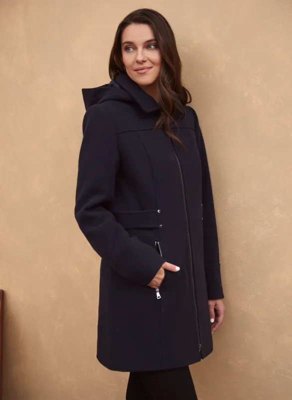 Tab Detail Wool Blend Coat sold by Laura