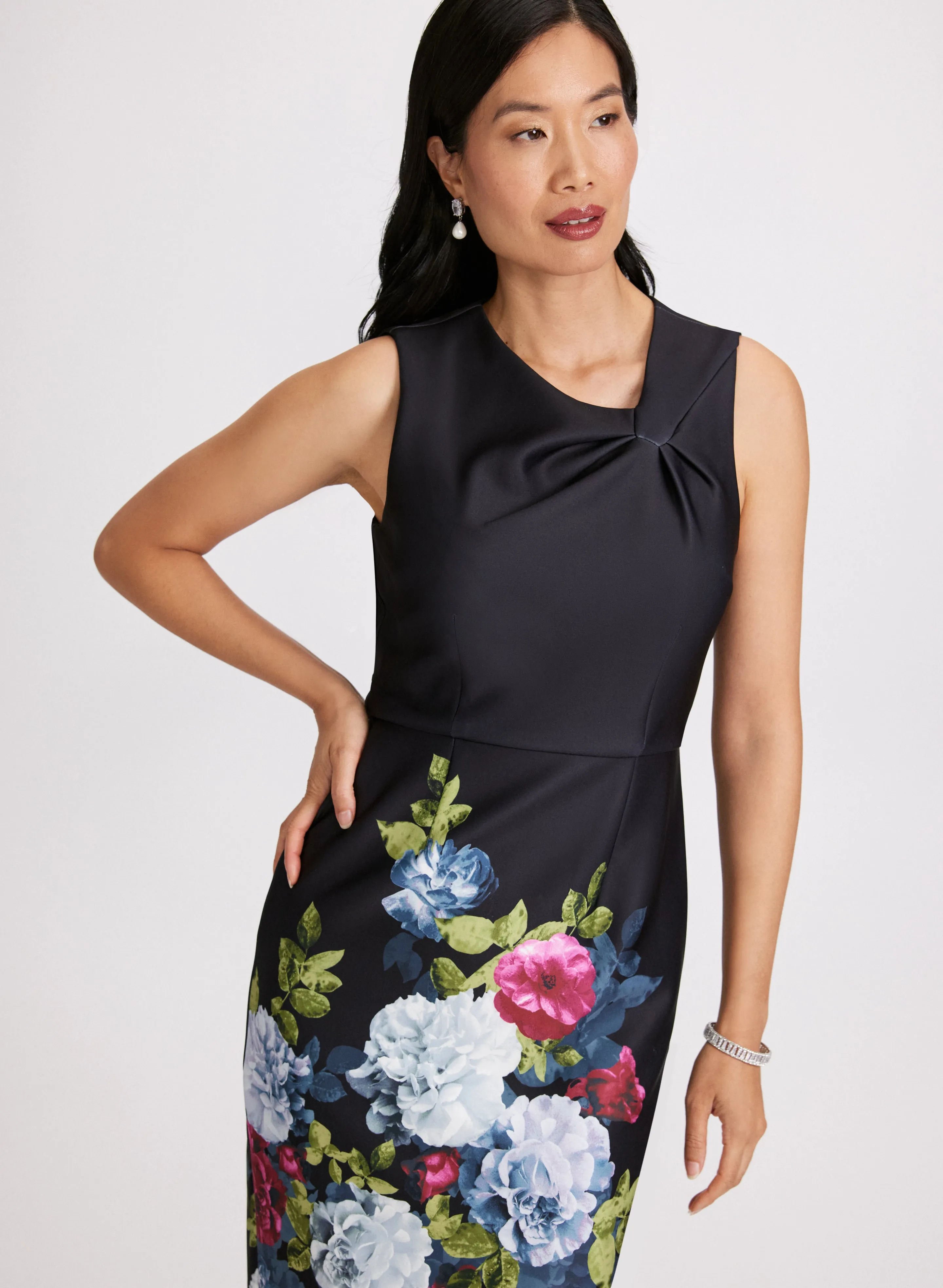Floral Twist-Neck Sheath Dress sold by Laura product image thumbnail 4