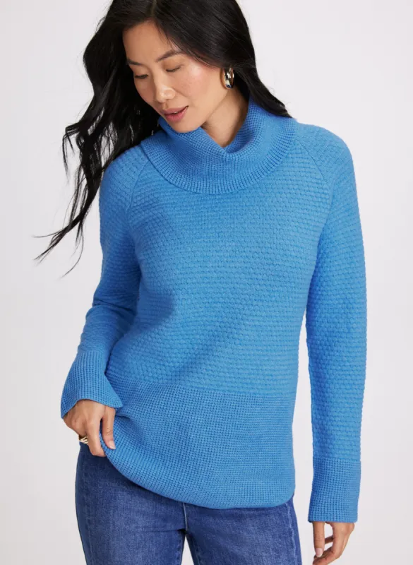 Waffle Knit Cowl Neck Sweater sold by Laura