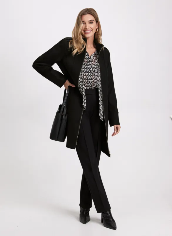 Zip Front Wool-Blend Coat sold by Laura