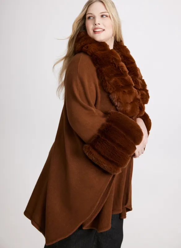 Faux Fur Trim Poncho sold by Laura