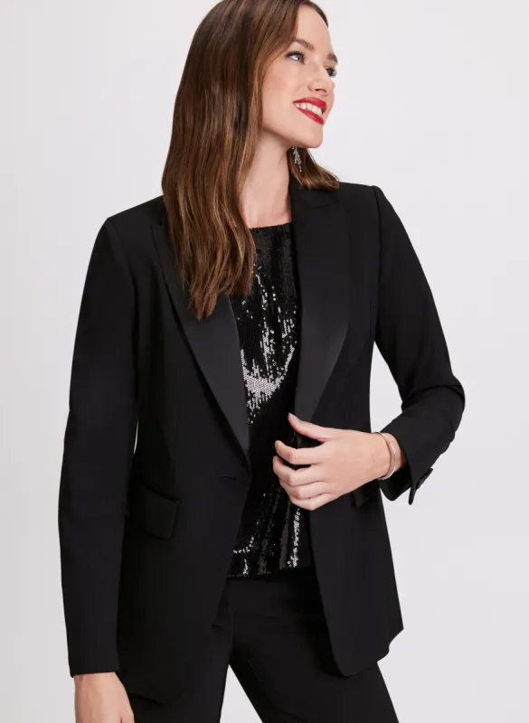Satin Lapel Tuxedo Jacket sold by Laura