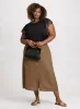 Linen Blend Buttoned Midi Skirt sold by Laura