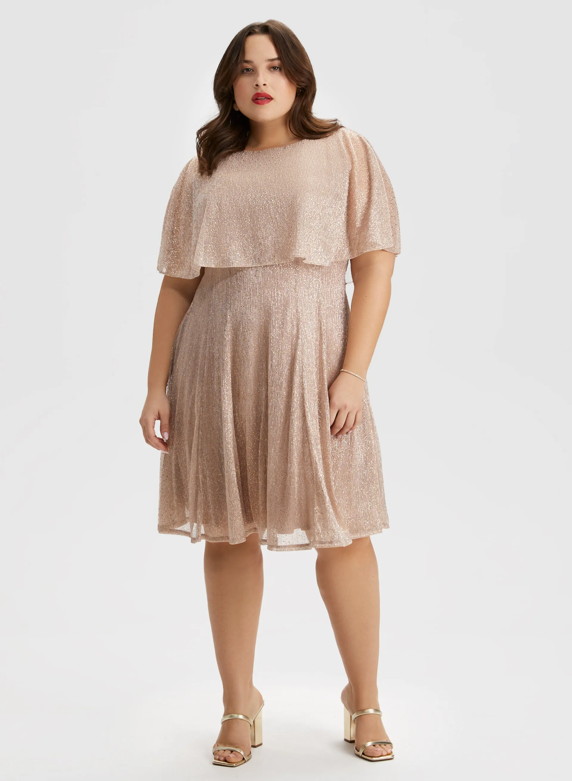 Mesh Detail Capelet Dress sold by Laura