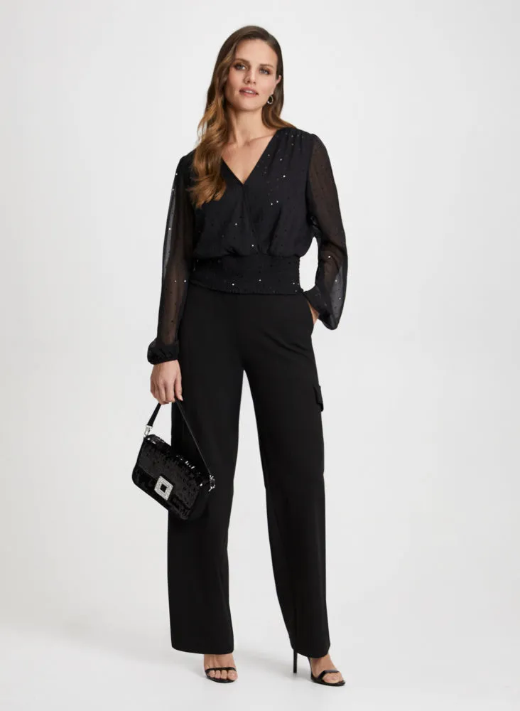 Sequin Detail Top & Cargo Pants sold by Laura