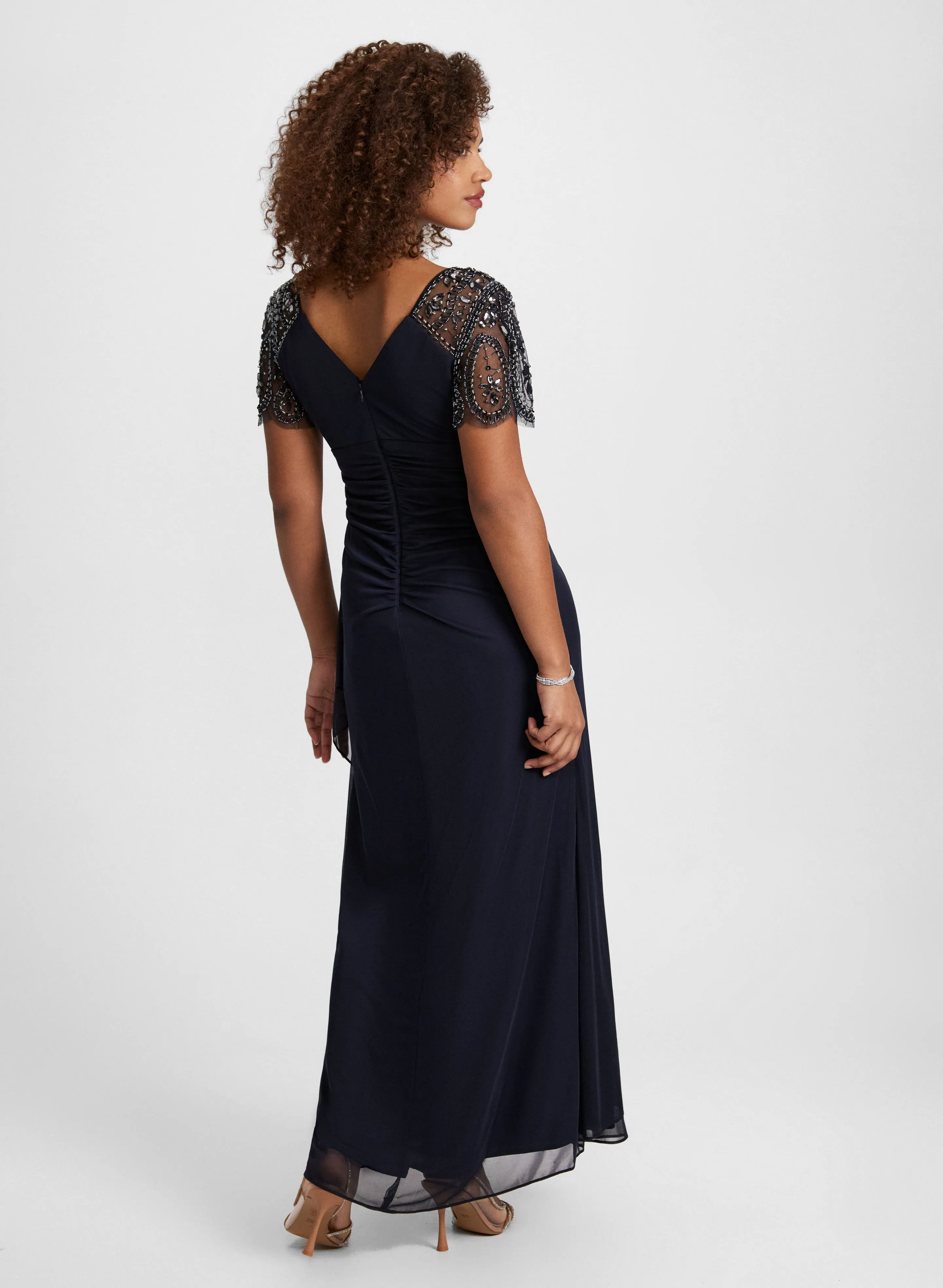 Beaded Mesh Flutter Sleeve Dress sold by Laura product image thumbnail 3