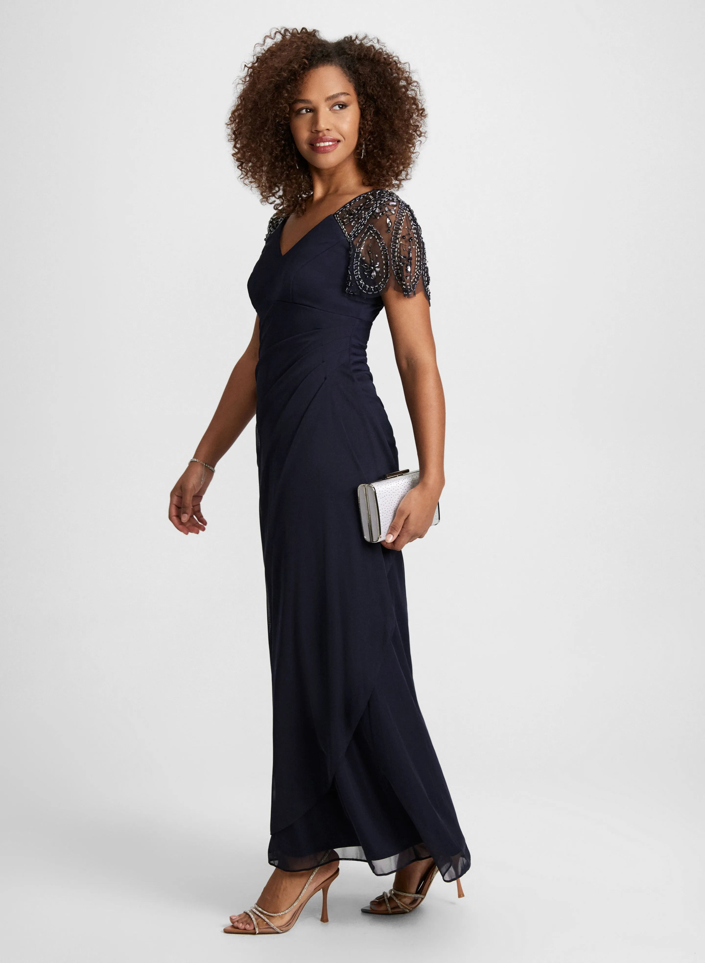 Beaded Mesh Flutter Sleeve Dress sold by Laura product image thumbnail 2