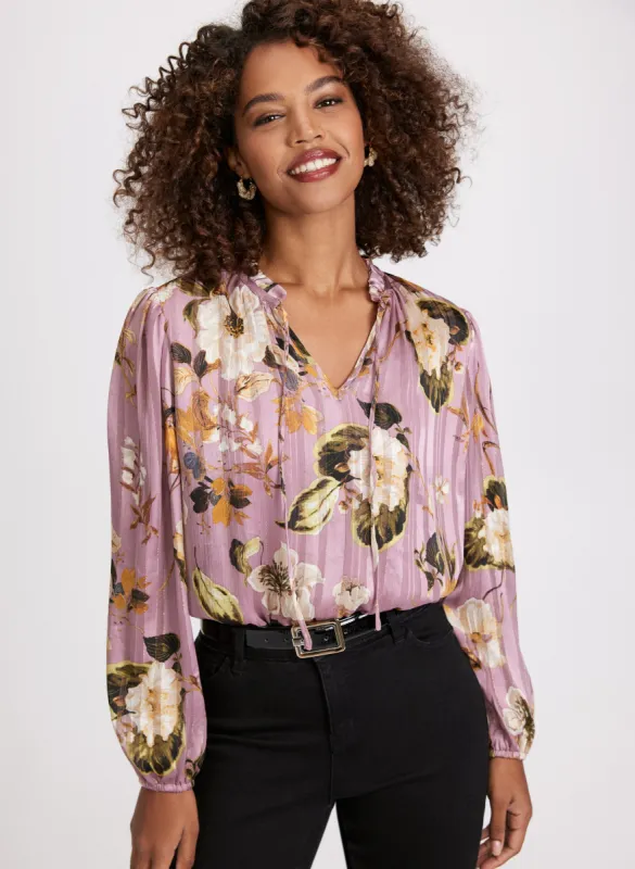 Floral Smocked Hem Blouse sold by Laura