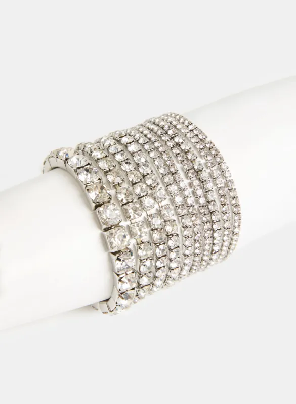 Multi-Row Crystal Stretch Bracelet sold by Laura