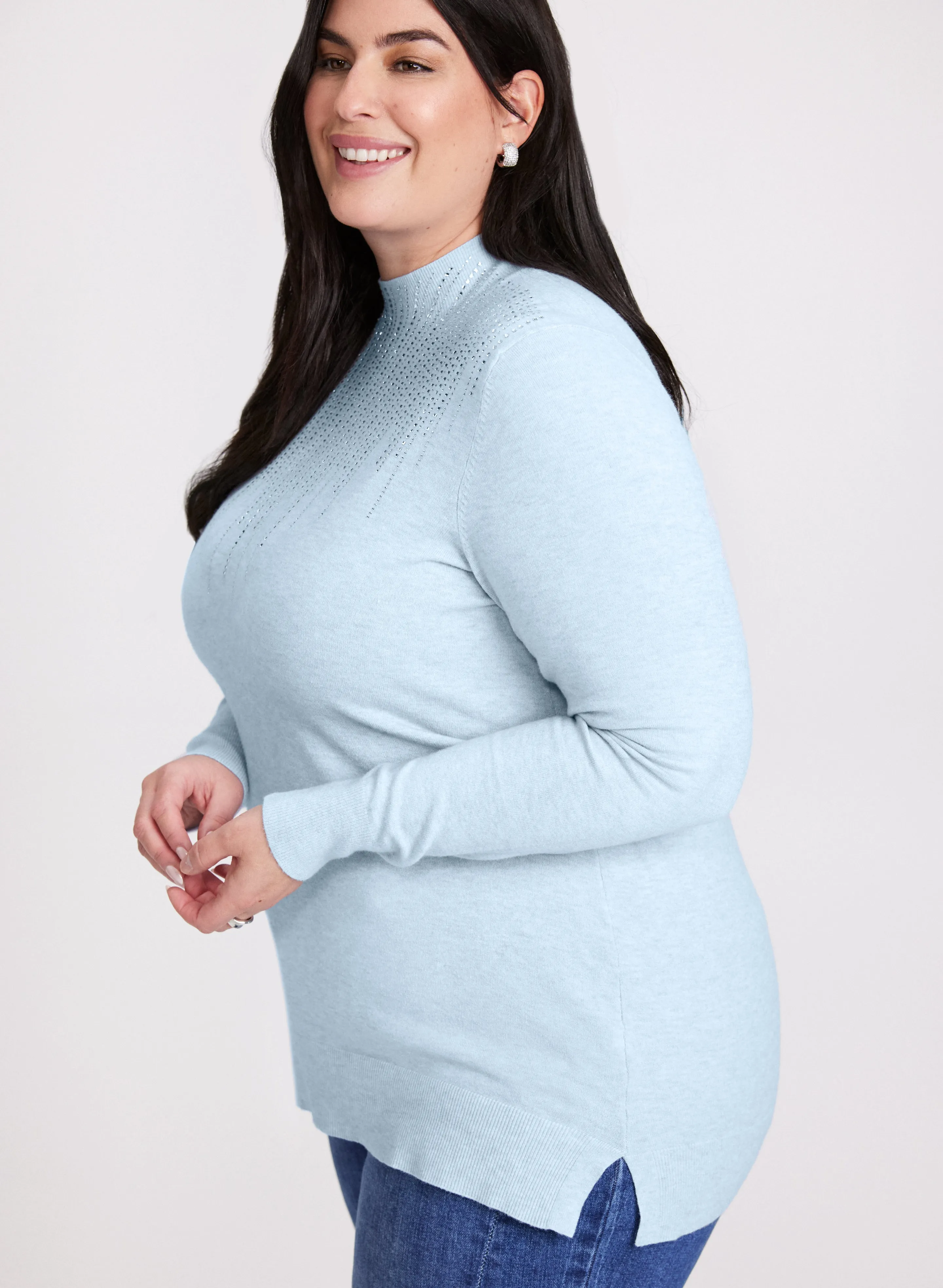 Rhinestone Embellished Mock Neck Sweater sold by Laura product image thumbnail 2