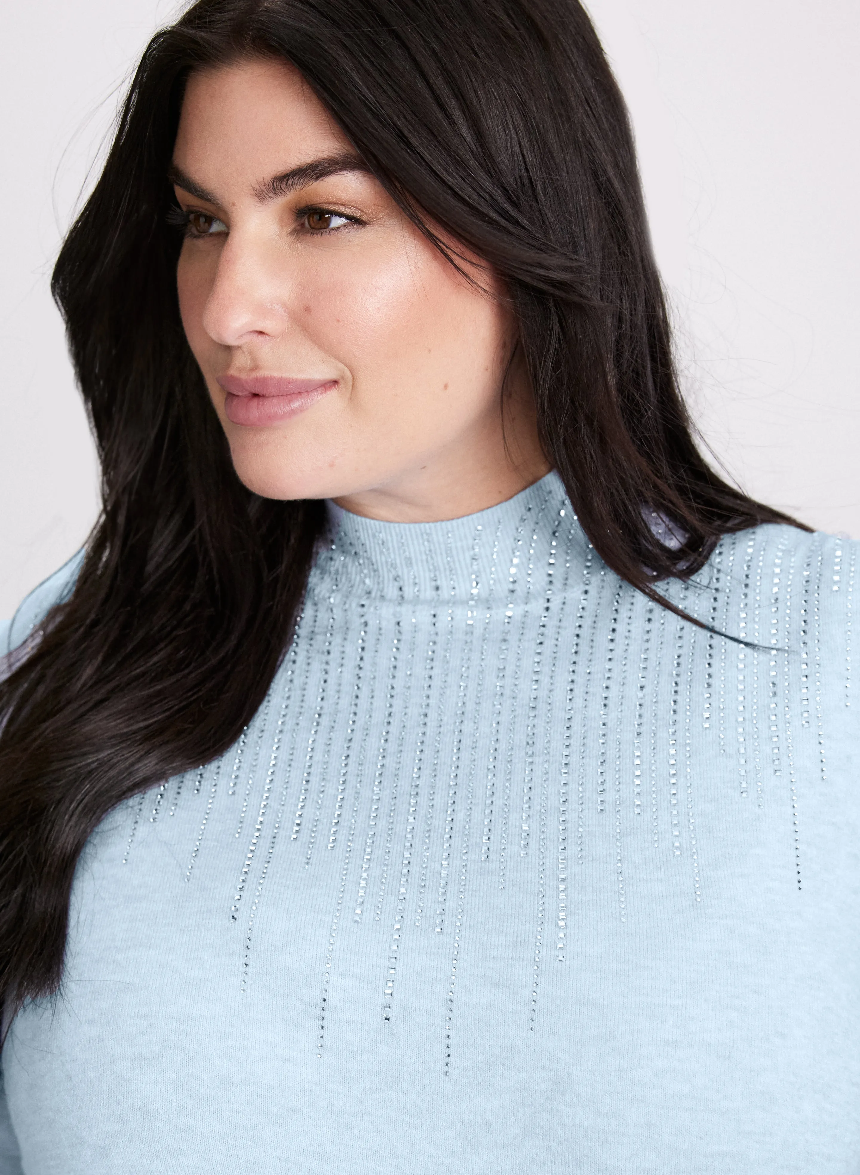 Rhinestone Embellished Mock Neck Sweater sold by Laura product image thumbnail 5