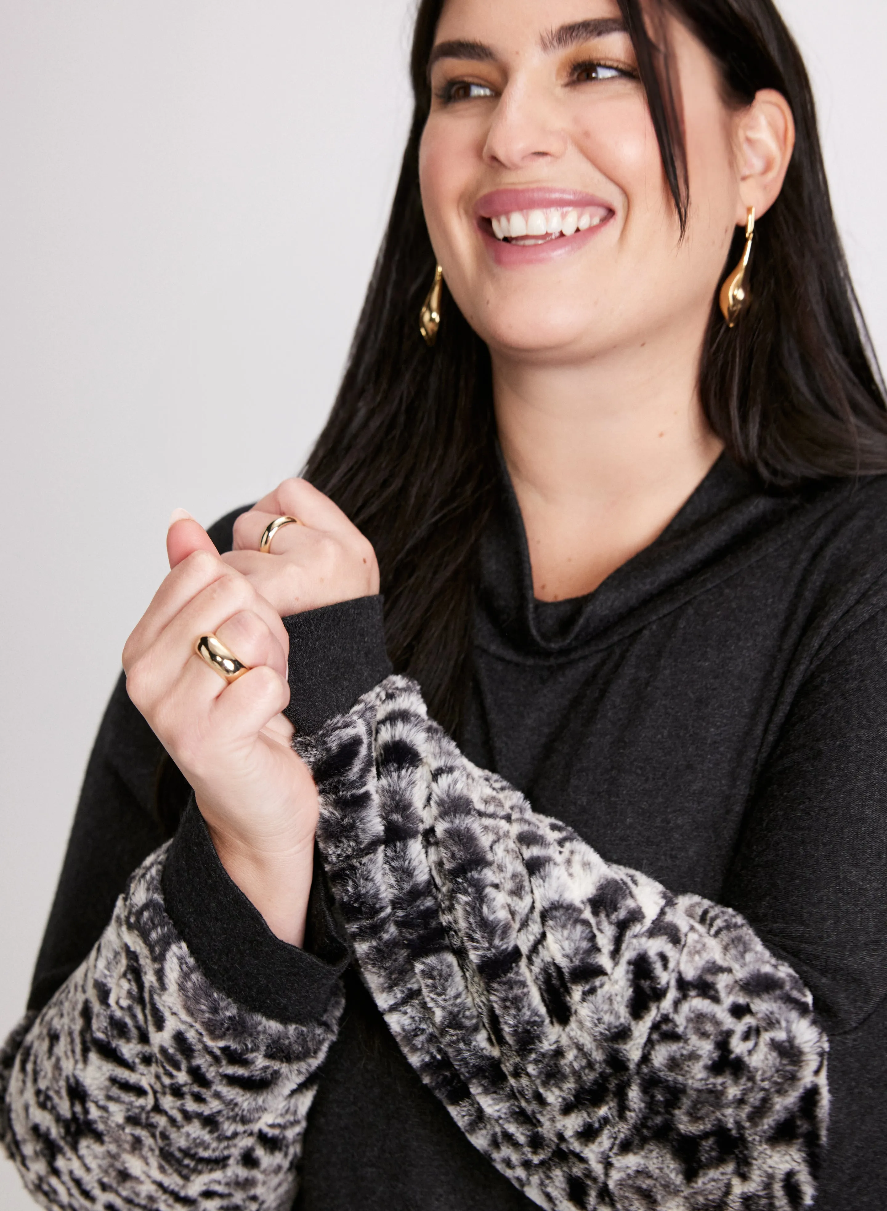 Joseph Ribkoff - Cowl Neck Faux Fur Trim Knit Top sold by Laura product image thumbnail 4