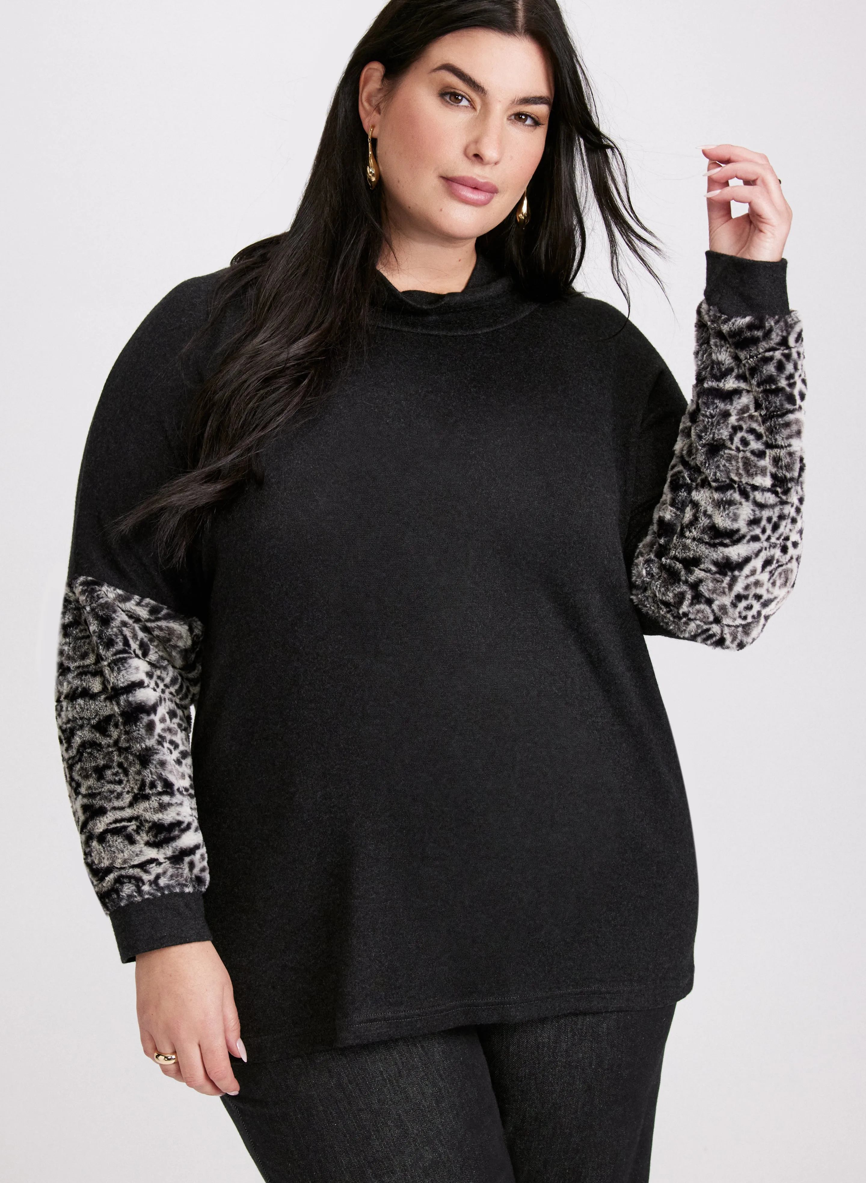 Joseph Ribkoff - Cowl Neck Faux Fur Trim Knit Top sold by Laura product image thumbnail 5