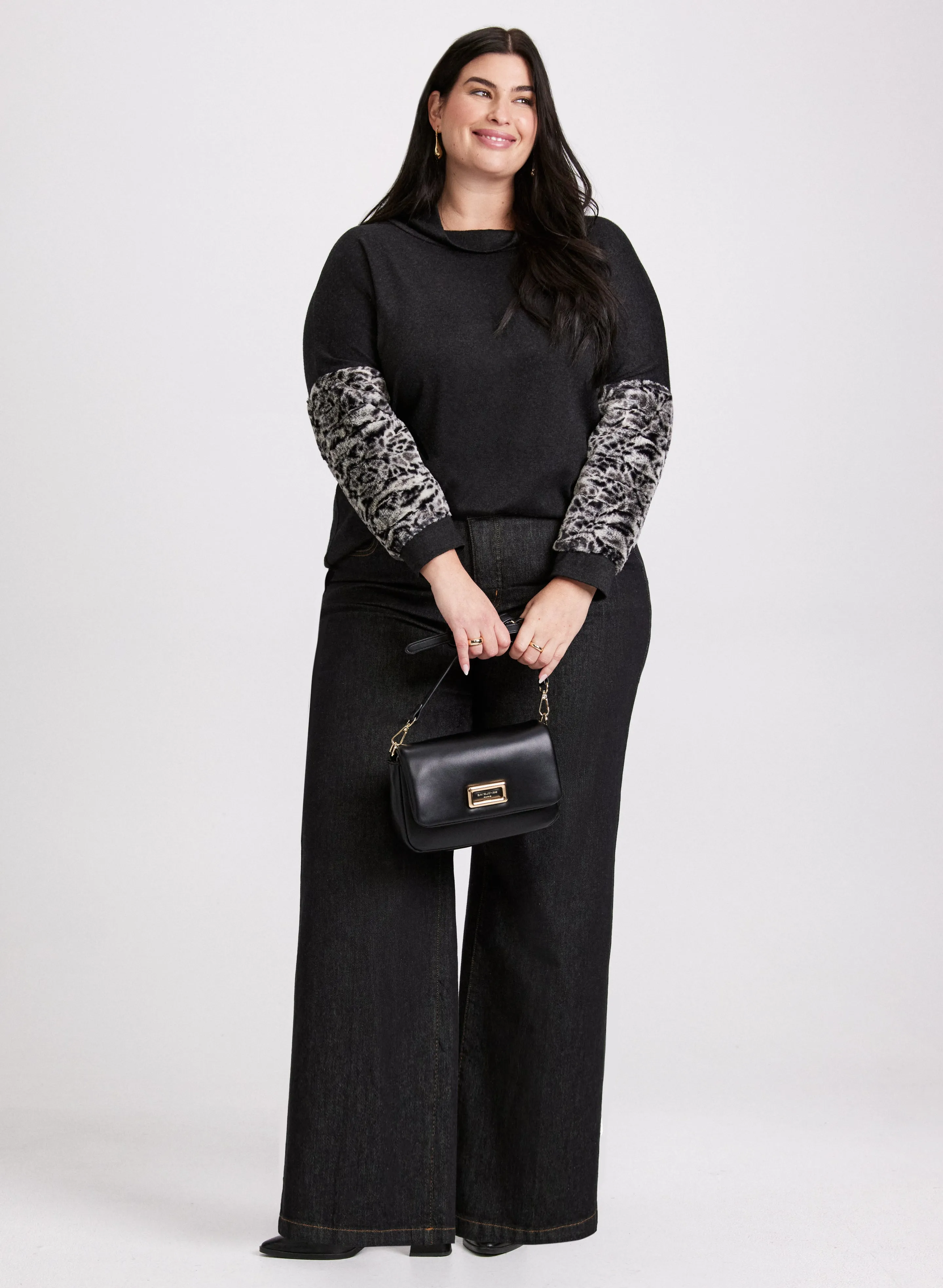 Joseph Ribkoff - Cowl Neck Faux Fur Trim Knit Top sold by Laura product image thumbnail 3