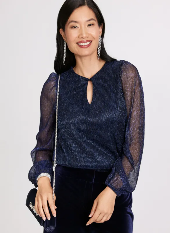 Metallic Plisse Top sold by Laura