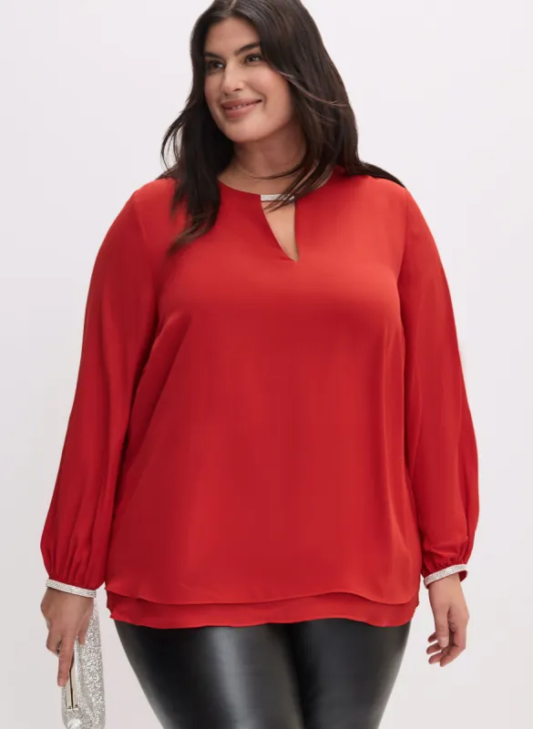 Rhinestone Trim Blouse sold by Laura