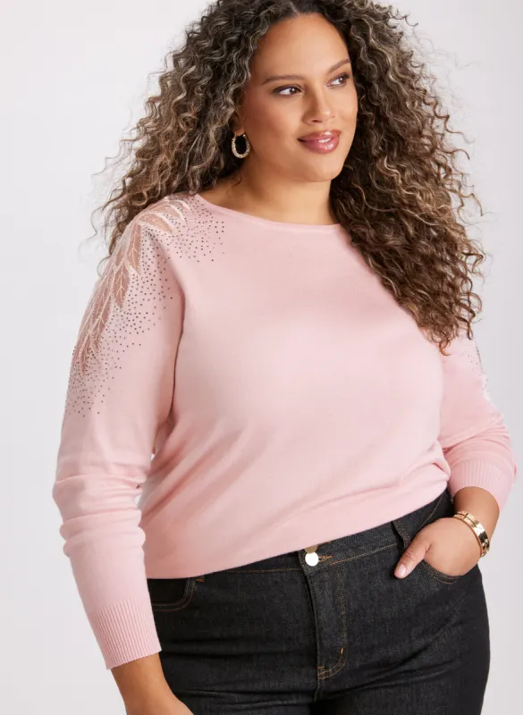 Rhinestone Trim Knit Sweater sold by Laura