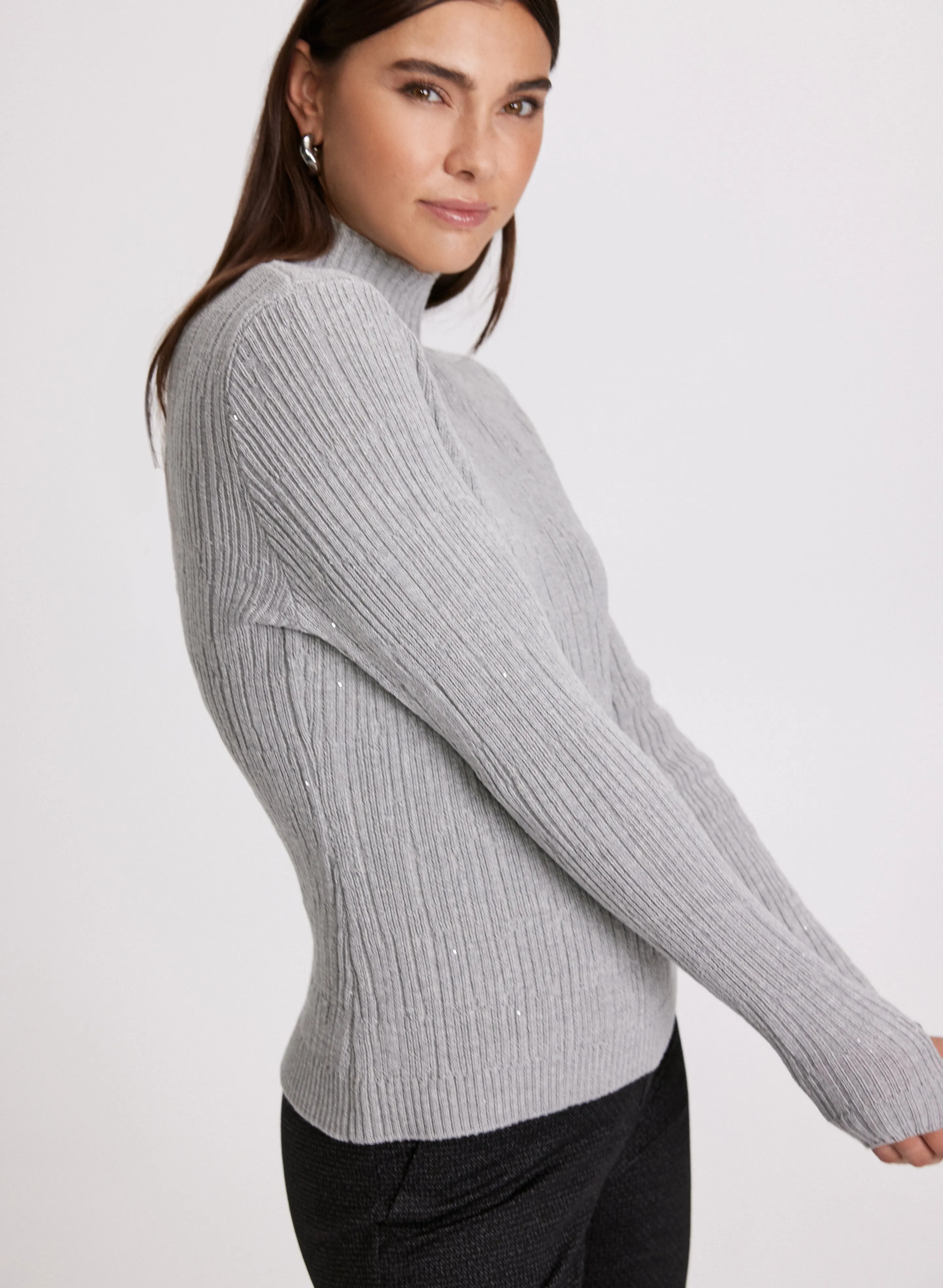 Ribbed Knit Sequined Sweater sold by Laura product image thumbnail 5