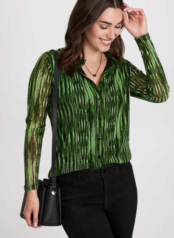 Mesh Button-Down Top sold by Laura