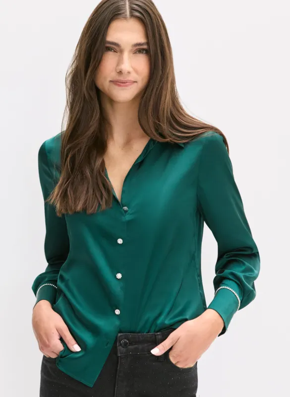 Satin Button-Down Blouse sold by Laura