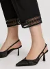 Lace Hem Pull-On Ankle Pants sold by Laura