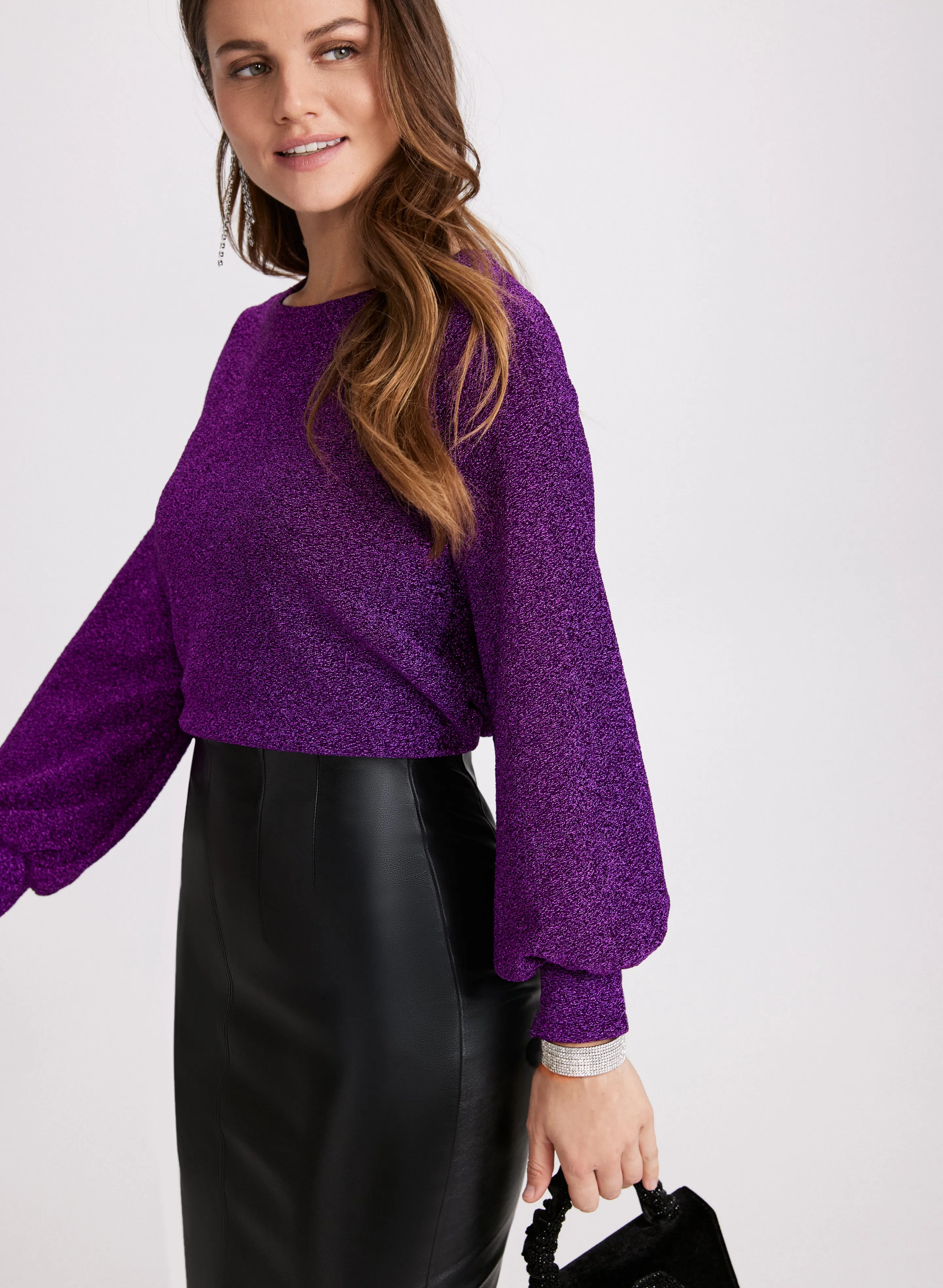 Marled Metallic Knit Top sold by Laura product image thumbnail 4