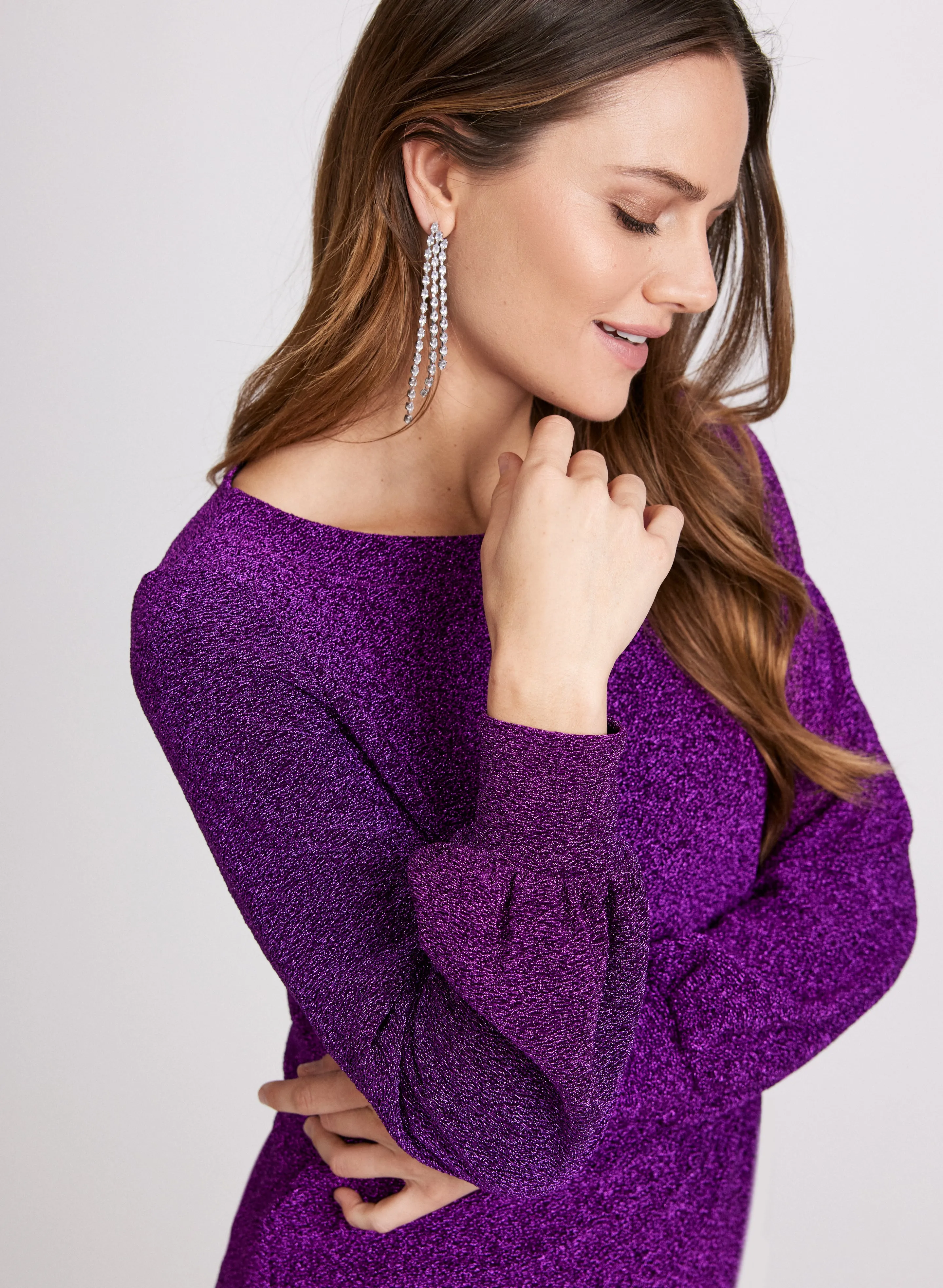 Marled Metallic Knit Top sold by Laura