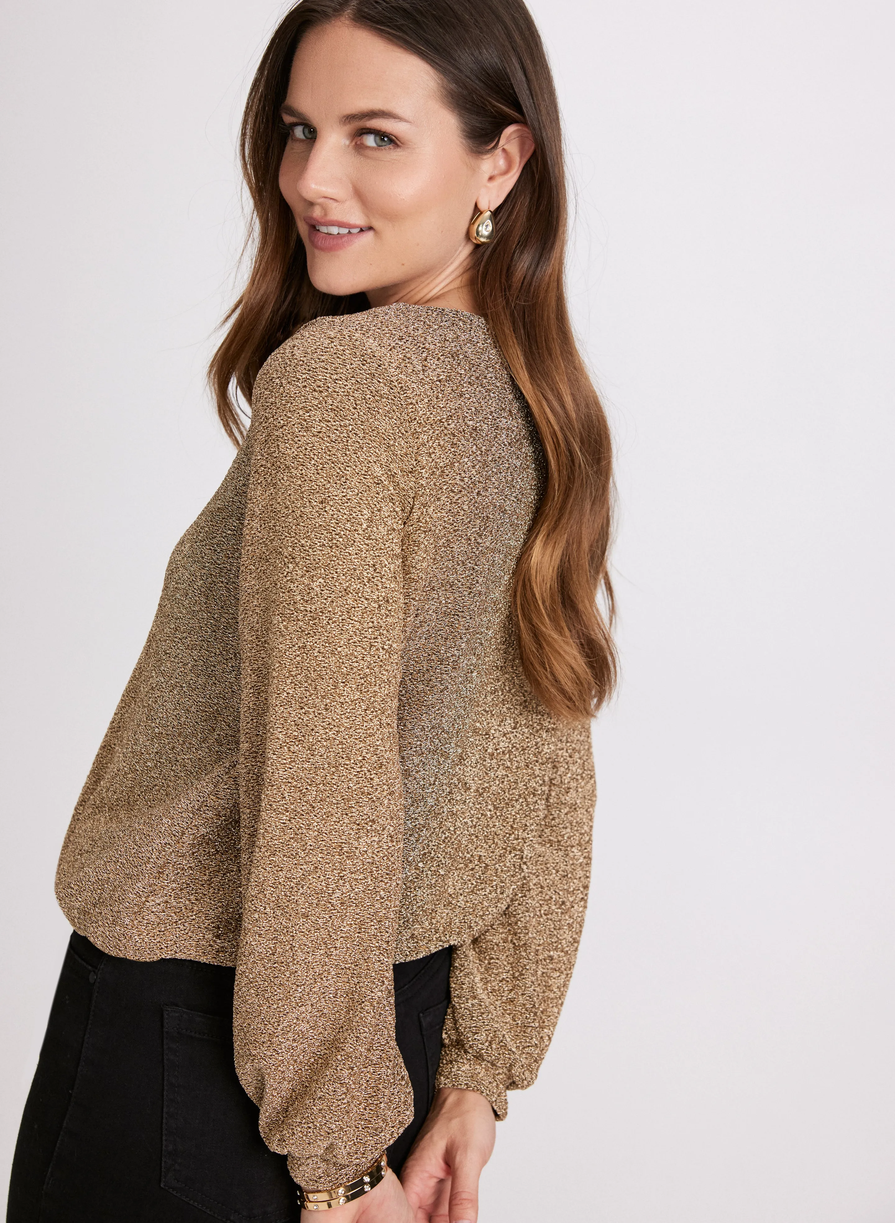 Marled Metallic Knit Top sold by Laura product image thumbnail 3
