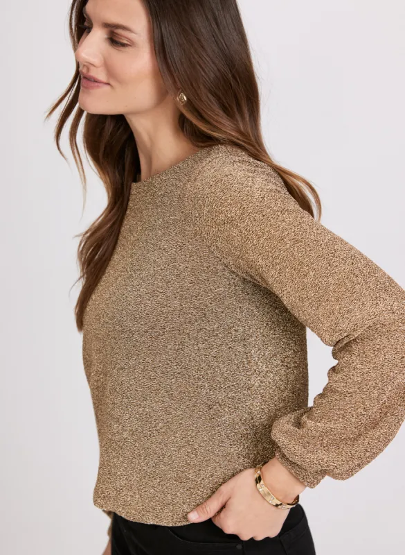 Marled Metallic Knit Top sold by Laura