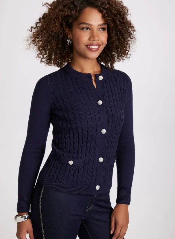 Cable Knit Button Cardigan sold by Laura