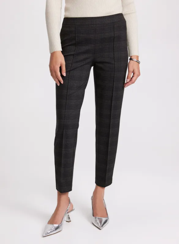 Sofia Plaid Print Slim-Leg Pants - Short sold by Laura