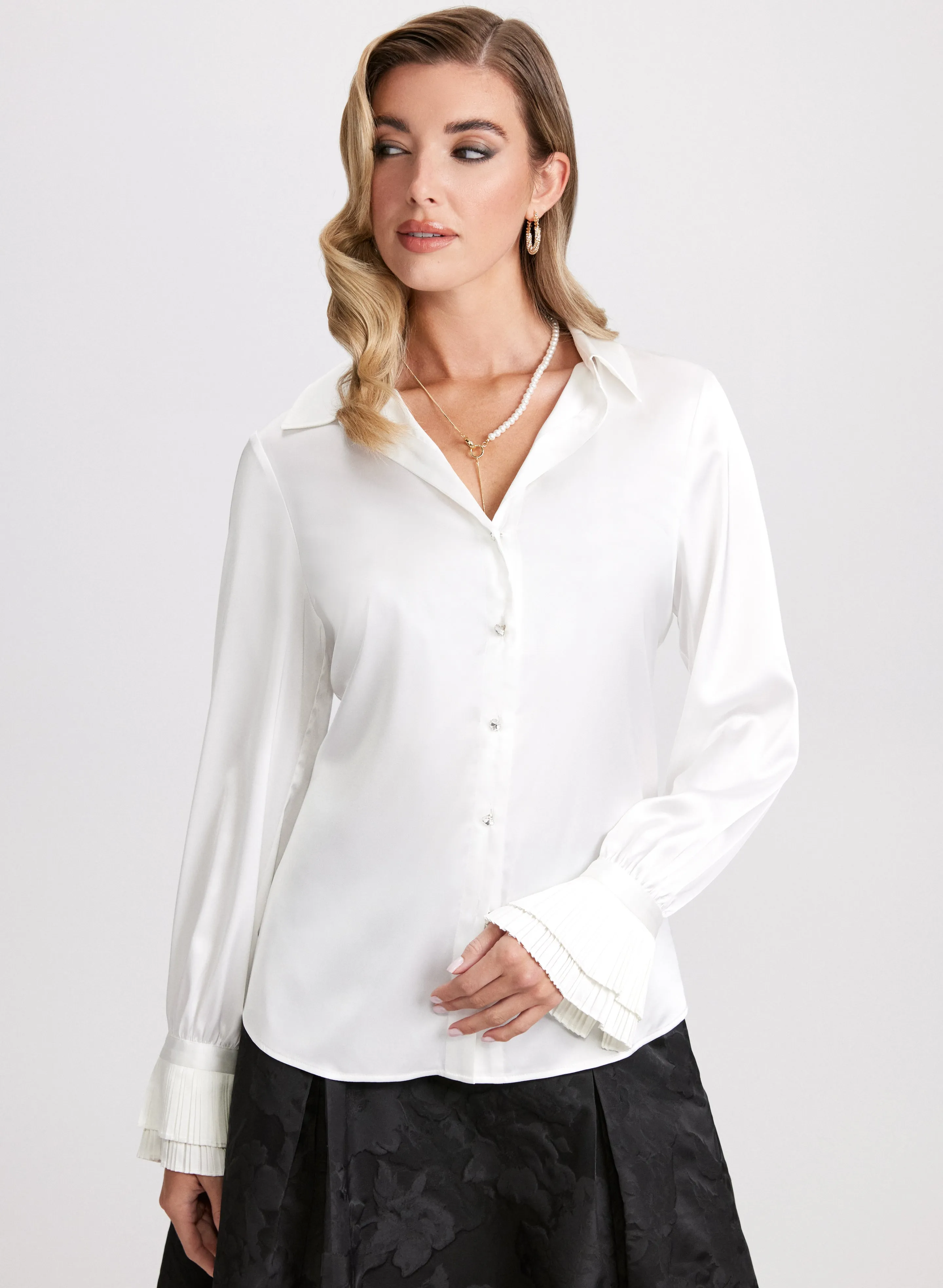 Satin Rhinestone Button Blouse sold by Laura product image thumbnail 5